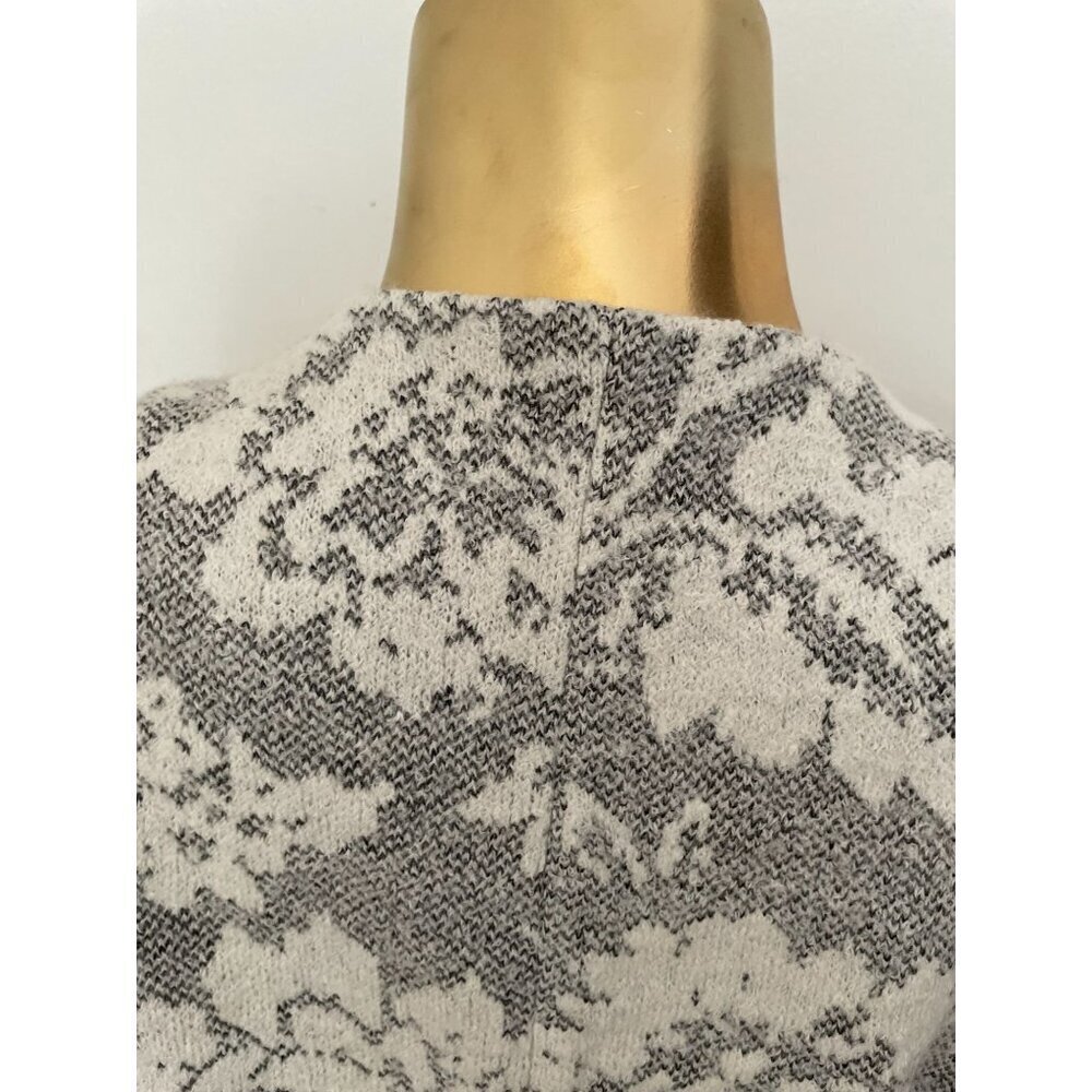 Nanette Lepore Elegant Women's Floral Knit Coat Size S Gray & White Viscose and - Picture 10 of 13